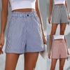 2024 European & American Women's Casual Striped Pocket Shorts for Summer