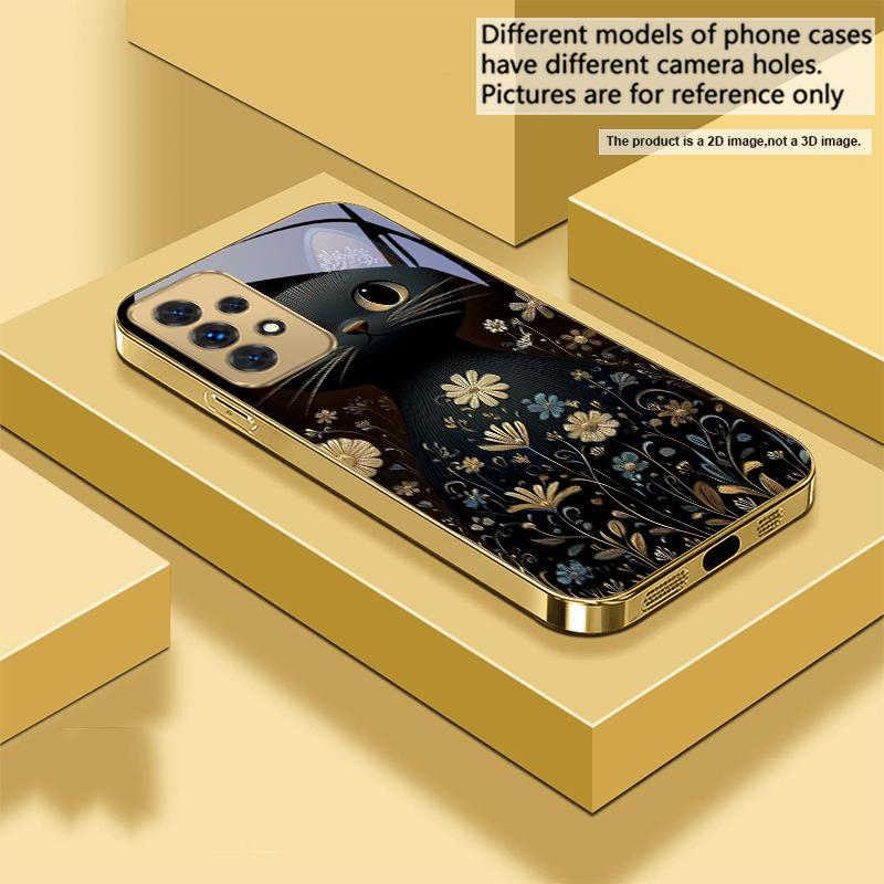 Круглые и яркие глаза Для Samsung A 31 32 A33 A34 35 14 A15 13 16 25 26 50 52 53 54 55 56 70 71 72 73 Золотой стеклянный чехол для телефона