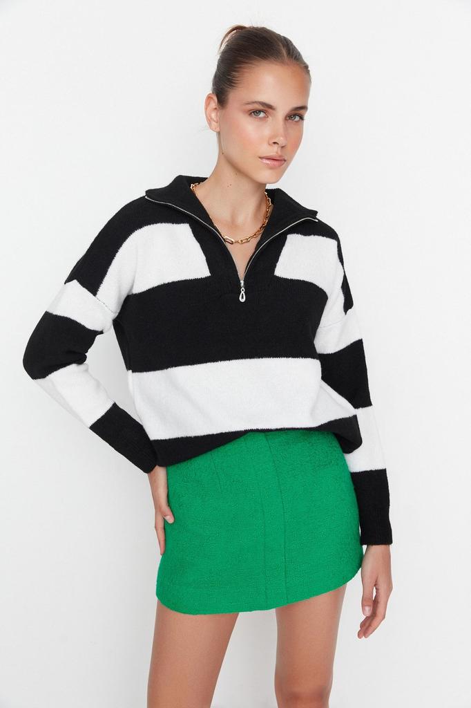 Женский модный стильный свитер, широкий крой, мягкий текстурированный трикотаж на молнии, свитер