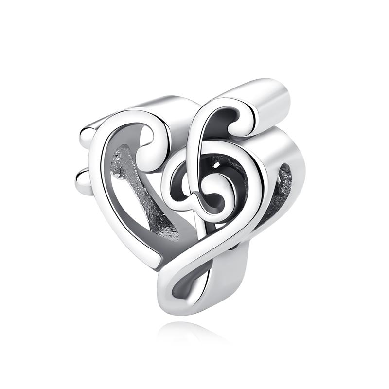 Шарм-бусины из серебра 925 пробы в виде нот и головки пианино, для браслетов, ожерелий, украшений для женщин, Оригинальный дизайн 'Любовь'