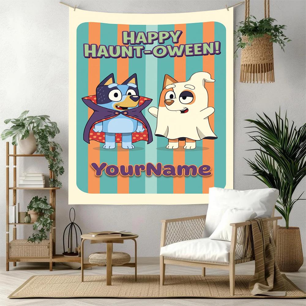 Bluey Custom Your Name Wall Decor Tapestry Art For Pet Memorial Birthdaywedding Party Backdrop Family Gift