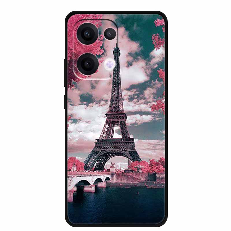Чехол для Oppo Reno13 5G Мягкий ТПУ Милый Мультяшный Силиконовый Задний Чехол для Телефона Oppo Reno 13 Pro Чехлы Reno13Pro 13Pro 5G Черный Корпус