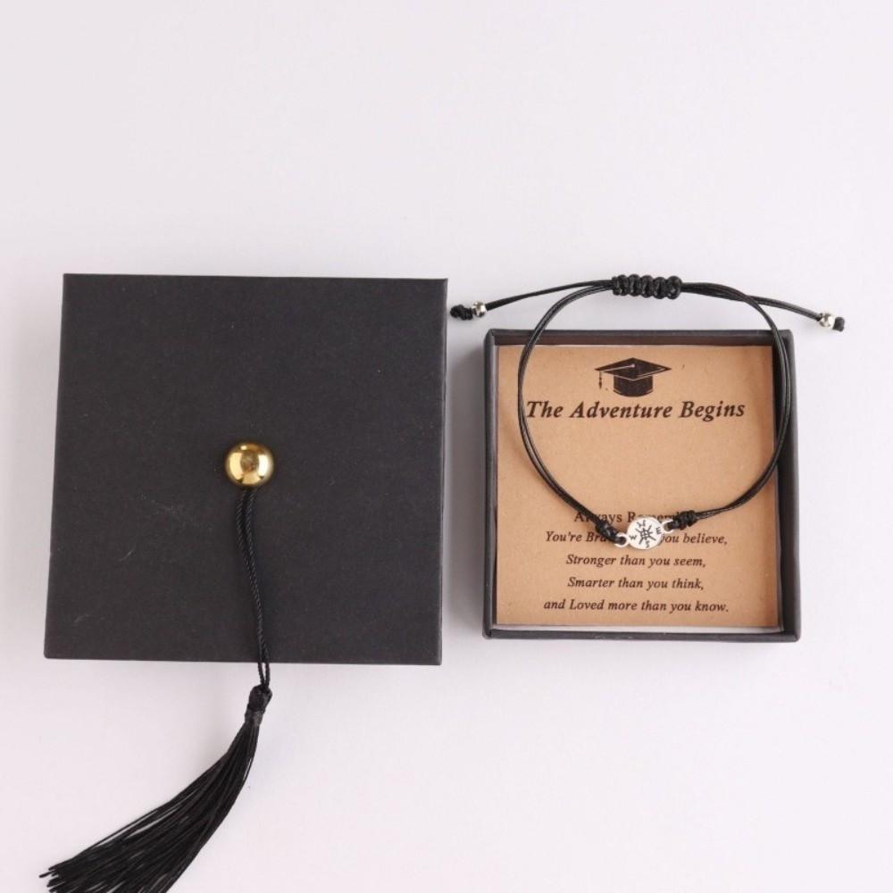 Hand Woven Compass Charm Wristband The Adventure Begins Graduation Party Favors  College Graduation