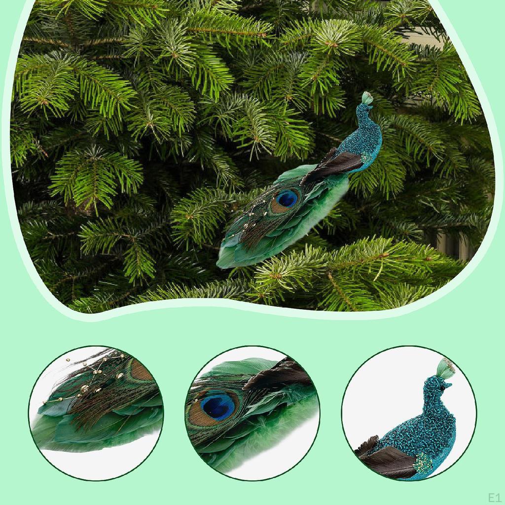 Павлин Рождественское украшение для елки Искусственная птица с перьями Вечеринка с клипсой для Рождества Матери Хэллоуина