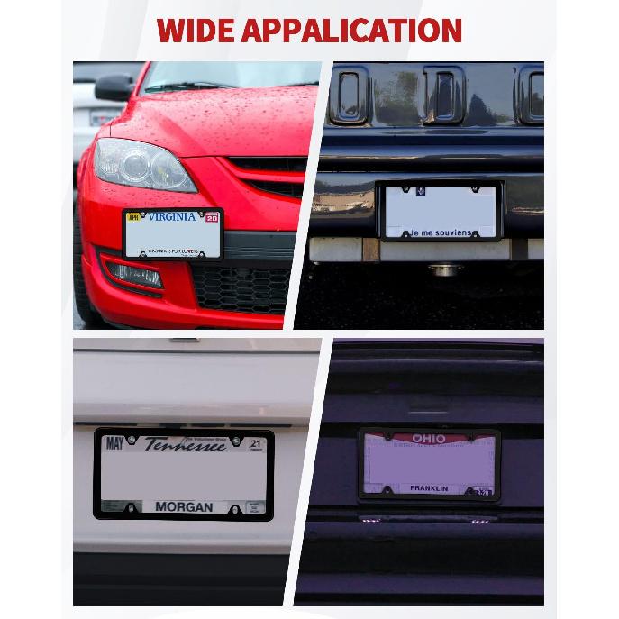 Chrome License Plate Frame Made Of Zinc Alloy Metal, Universal Car Accessories,1 Pack License Plate Holder Never Rust And Unbreakable With Metal