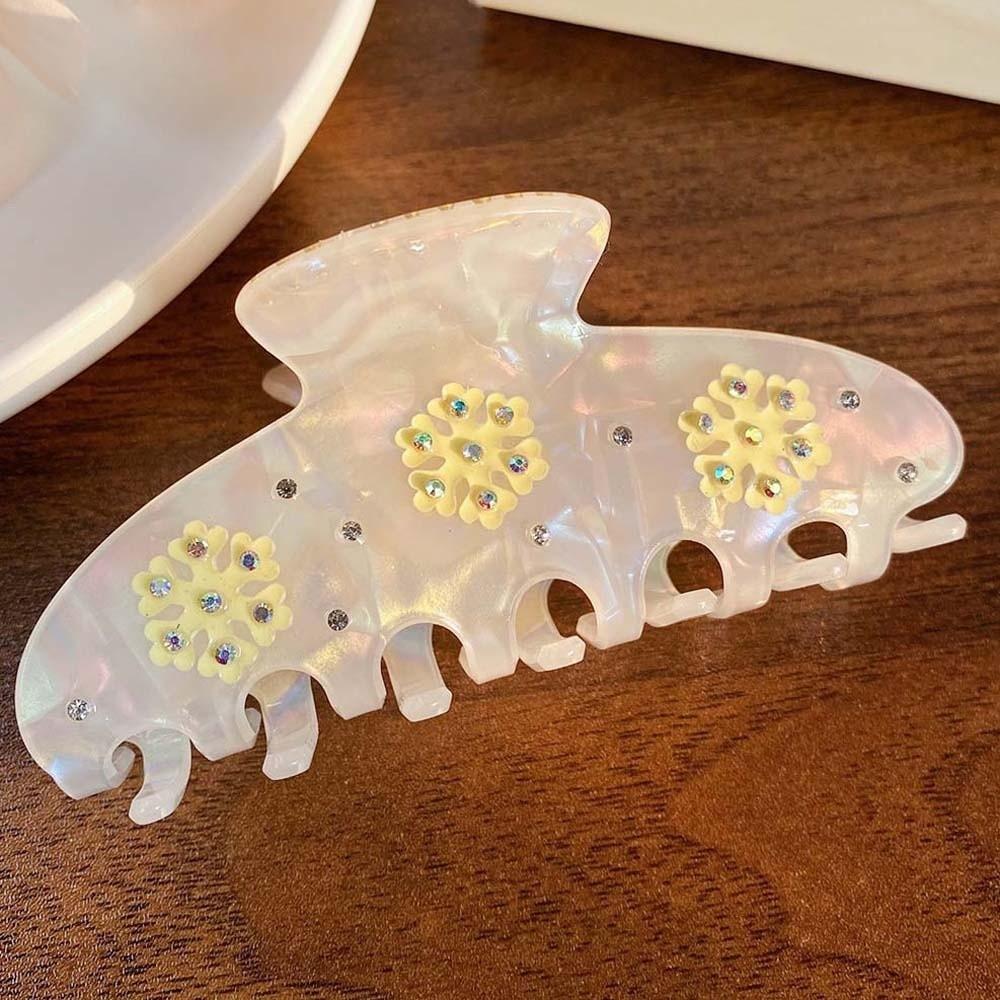 Rhinestone Snowflake Shark Clip Contrast Color Acrylic Hair Claw Iridescent Hair Claw  Daily