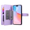 DF-011 For iPhone 16 Pro Case Leather Phone Cover with Card Slots,Zipper Pocket