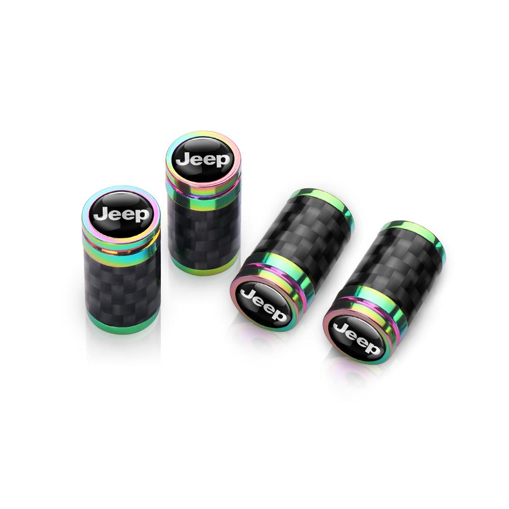 4pcs Carbon Fiber Car Wheel Tires Valve Cap Tyre Rim Cover For JEEP Wrangler Grand Cherokee Renegade JK Compass Auto Accessories JPYAX1
