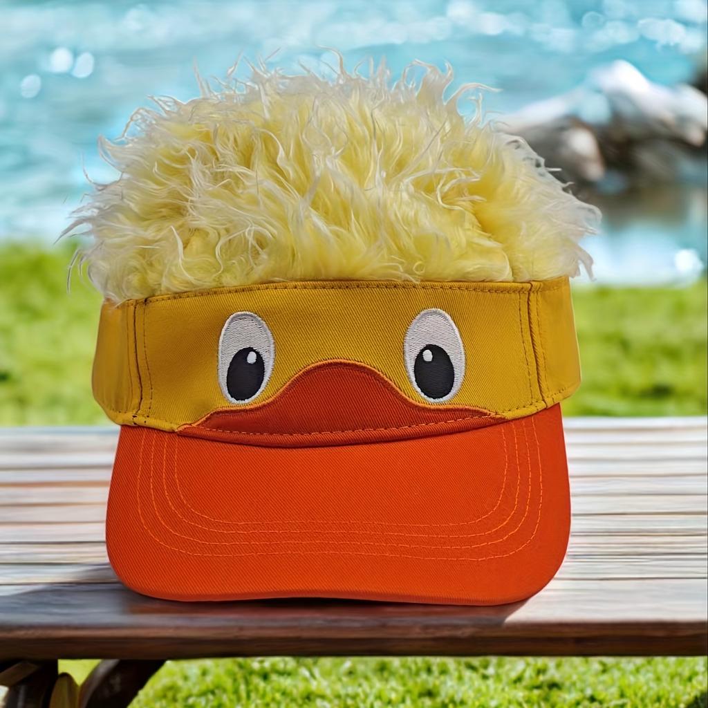 1Pc New Korean Version Adult Little Yellow Duck Baseball Wig Cap Embroidered Unisex Couple Hip Hop Party Novelty Duckbill Cap Funny Casual Hat