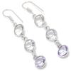 Natural Amethyst, White Topaz Gemstone 925 Sterling Silver Earring 2.29" z0Z27