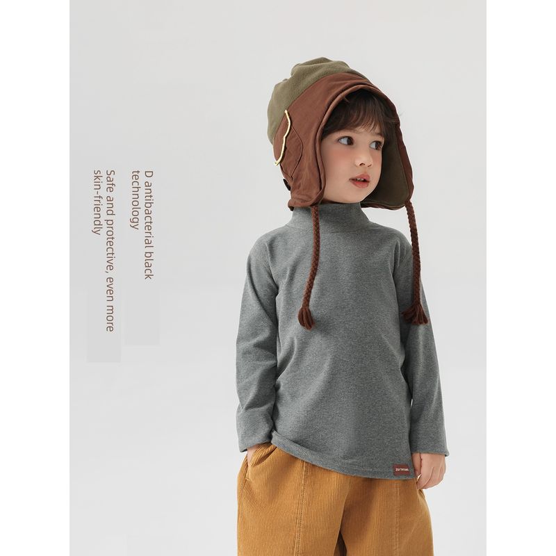 Right European Style Boys' Half-High Collar Base Layer Shirt 2025 Winter New Baby Inner Wear Warm Long-Sleeve T-Shirt Children's Clothing