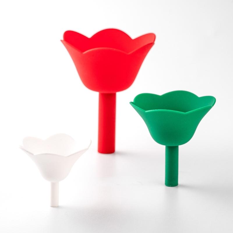 Creative Floral Silicone Funnel 3 Spill Proof Spouts Multiple Size Dishwasher Safe For Bottles Jars Cooking Essential