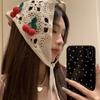 Вязаная треугольная повязка на голову Милая маленькая вишенка Французский пасторальный стиль Повязка Полотенце Ручная работа Крючком Головной платок Шляпа Девочки