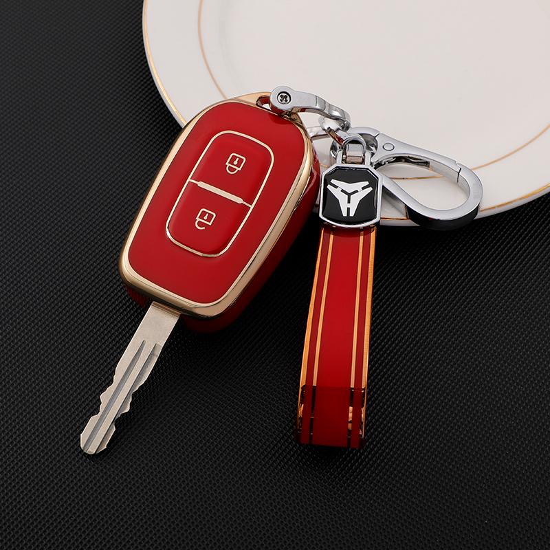 2 кнопки в виде ракушки, держатель для брелка, протектор для Renault Kwid Traffic, символ для Dacia Sandero Logan Duster 2016 2017 2018, чехол для автомобильного ключа из ТПУ