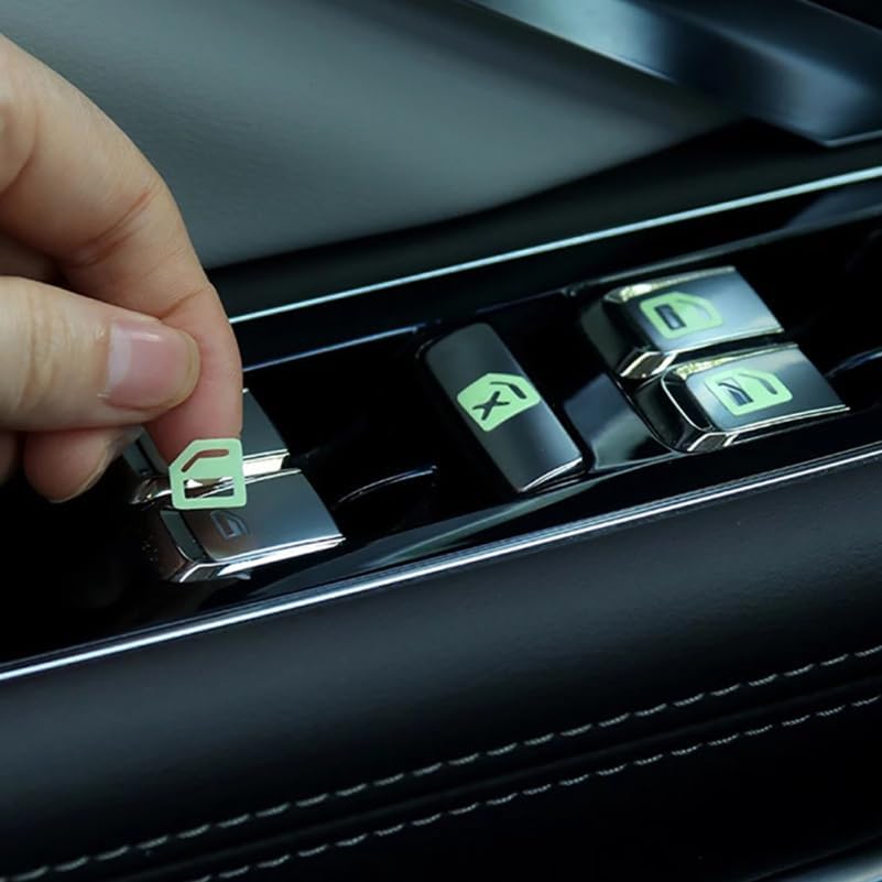4 Pcs Car Glow Button Stickers Fluorescent Adhesive Decals for Stylish Car Interior Easy Install Night Safety Stickers for Window and Dash Buttons