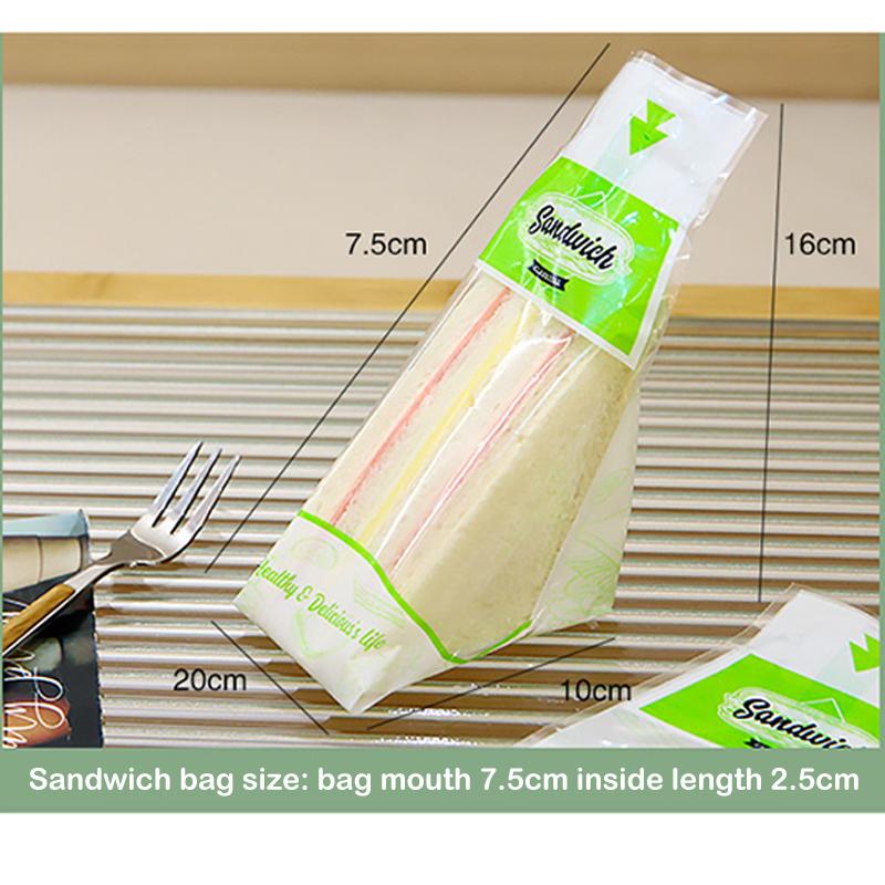 100 Pieces Of Sandwich Wrappers Special Disposable Easy To Tear Transparent Triangle Cake Baking Bread Packaging Bag