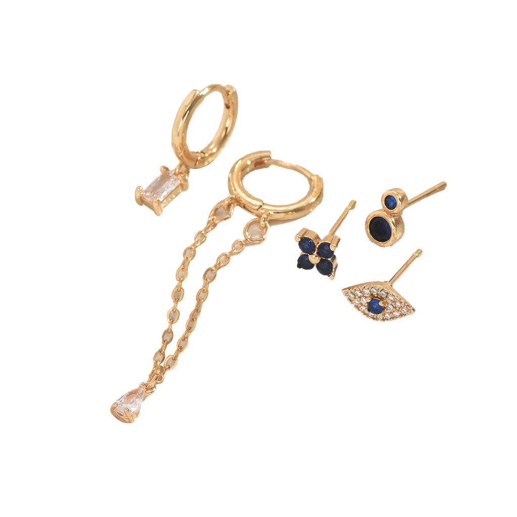 Geometric Women's Earrings Niche High-end Zirconia Design Stud Earrings Set Versatile Ear Jewelry