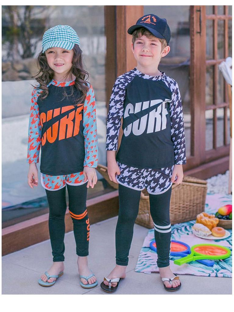 2024 Детский быстросохнущий купальный костюм: Солнцезащитный лонгслив, раздельный дизайн для девочек и мальчиков