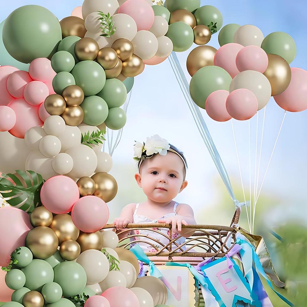 Sage Green Balloons Garlans White Sand Pastel Pink Gold Balloon Arch Kit Baby Shower Gender Reveal Kid Birthday Party Decoration