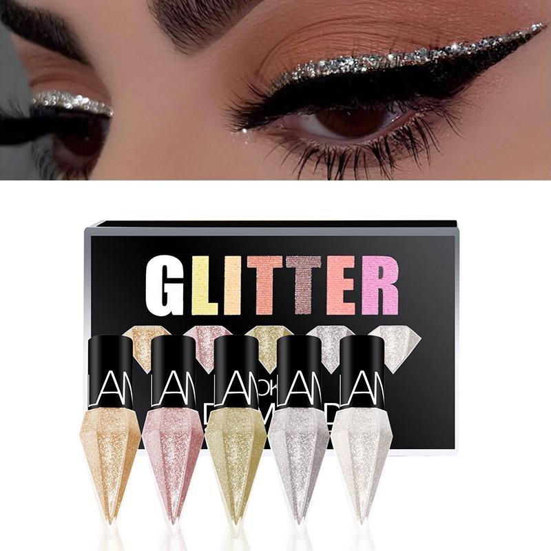 Блестящие подводки для глаз с бриллиантами, водостойкие тени для век серебристого цвета, розового золота, блестящие подводки для глаз с блестками, тени для век, макияж, косметическая косметика