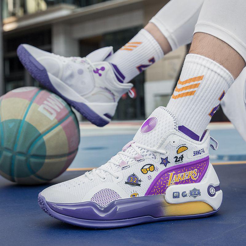Осенние Нескользящие Амортизирующие Легкие Баскетбольные Кроссовки - Износостойкие и Дышащие, Универсальные для Студентов со Светящейся Деталью