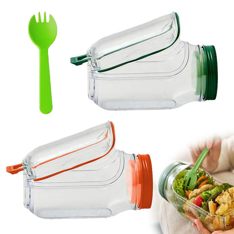 Банка для салата с вилкой, контейнер для салата Mason Jar с боковым отверстием, контейнер для салата с вилкой, миска для заправки, отделения для соуса