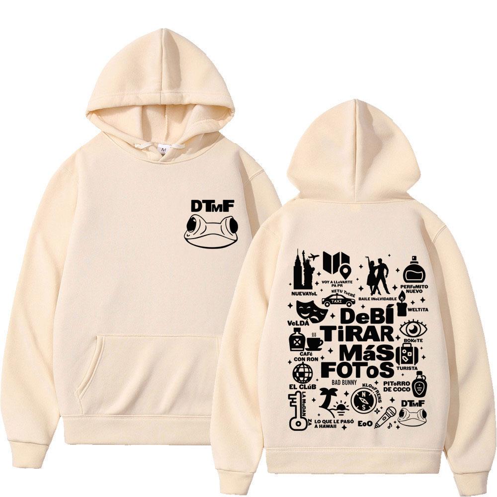 Худи с принтом Bad Bunny Debi Tirar Mas Fotos DTMF Tour для мужчин и женщин, модная, оверсайз, повседневная толстовка