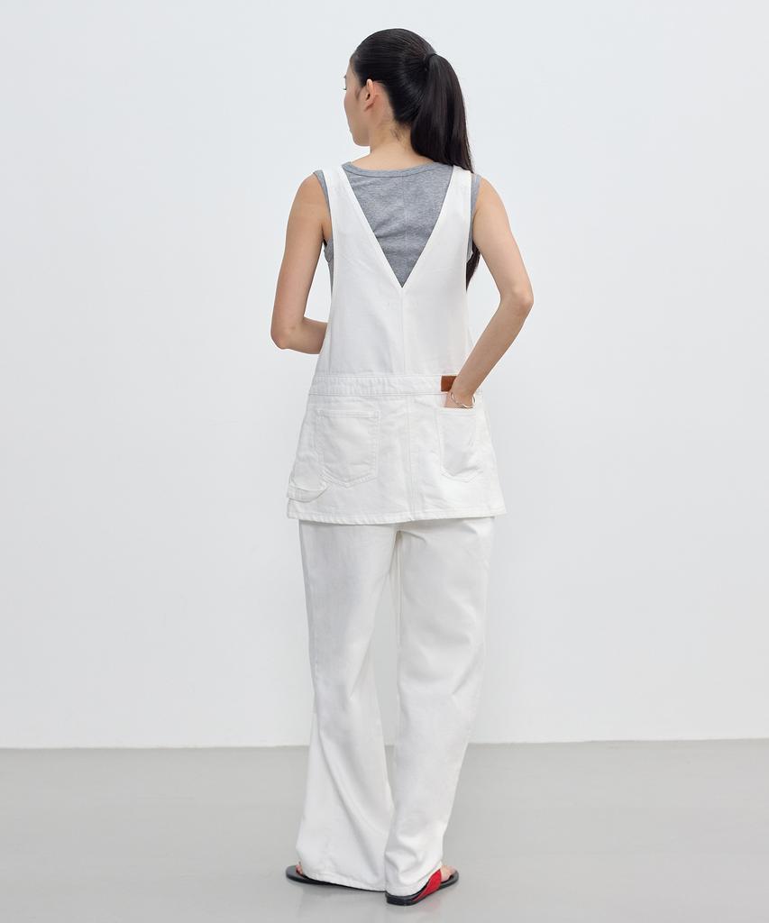 City Breeze Denim Layered Overalls_White