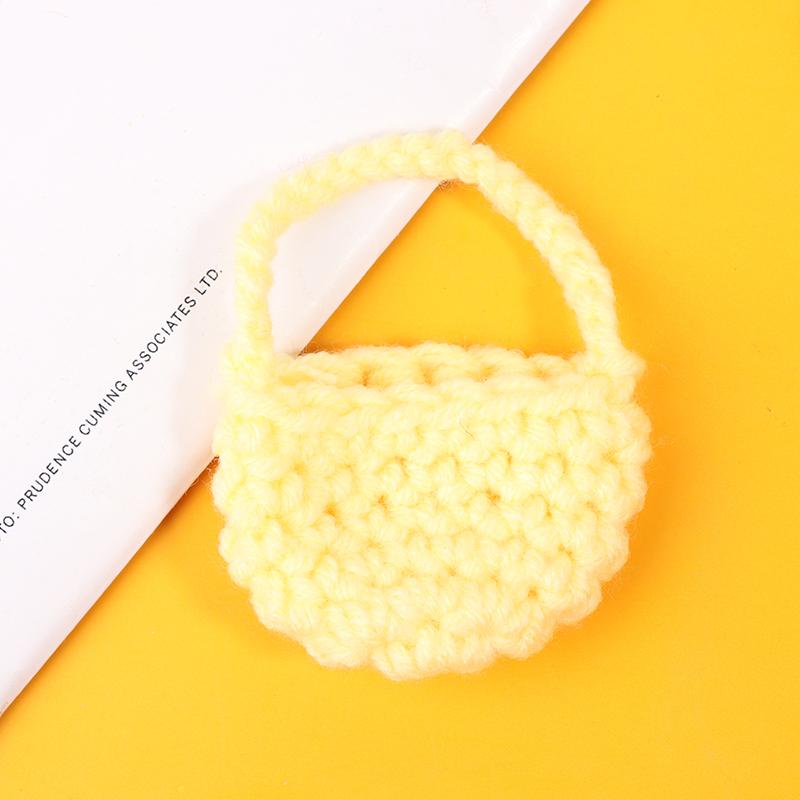 1:12 Miniature Knit Sweater Model Woven Plush Shoulder Bag Model Doll Accessories Dollhouse Toys