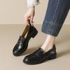 Women's Black Retro Mid-Heel Loafers – 2025 Spring/Autumn Collection, British Style