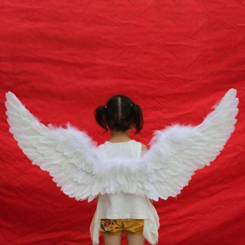 Swallow Shape White Angel Feather Wings With Elastic Straps For Kids Party Decor