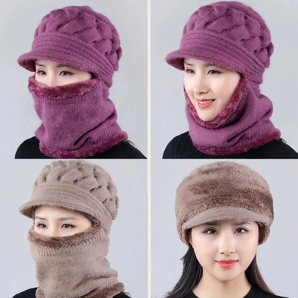 Winter Hat One-piece Beanies Hats Winter Beanies For Men Women Wool Scarf Caps Balaclava Mask  Bonnet Knitted Hat