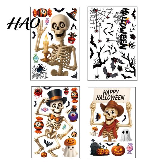 Festive Glass Decorations for School Halloween Static Window Clings, Removable Decals with Pumpkin Skull Bat Spider Decorative Stickers Kids And Ghost