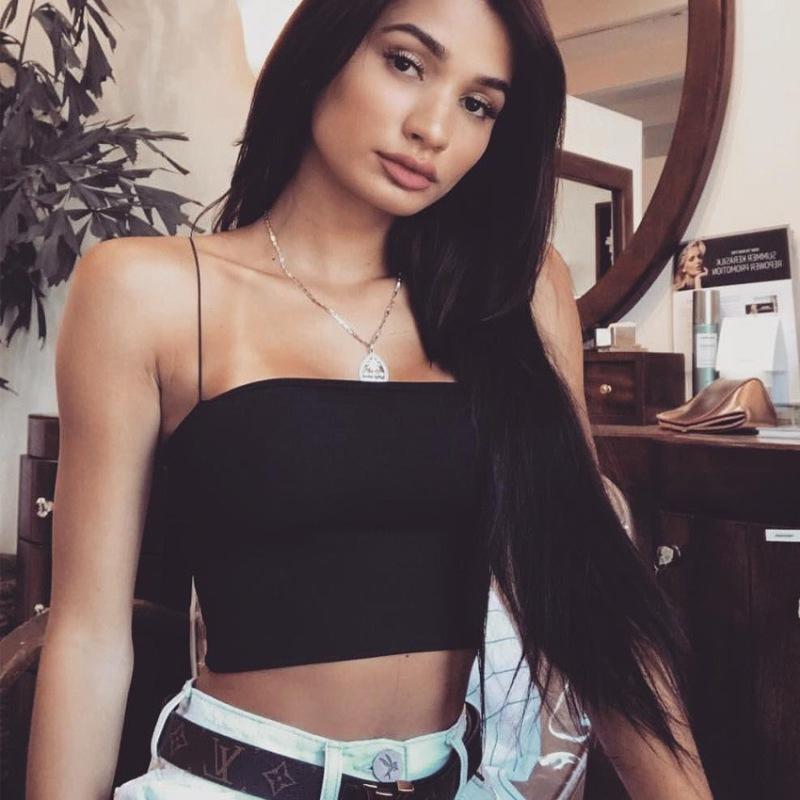 New Fashion Women Spaghetti Strap Crop Top Sexy Bodycon Sleeveless Cami Tube Top Basic Plain Camisole EMA