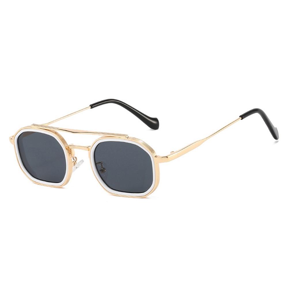 New European and American fashion retro double beam polygonal sunglasses ins Internet celebrity personality driving sunglasses