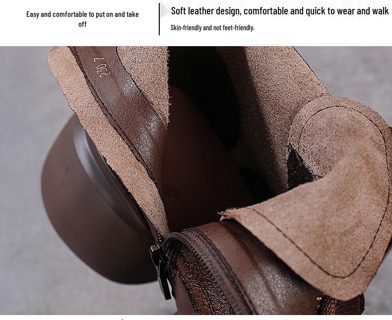 Женские ботинки Мартин из натуральной кожи на молнии на ретро платформе