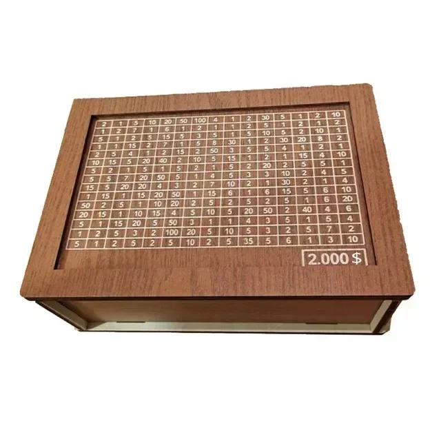 Копилка для денег 500/1000/2000/3000/5000/10000 евро, деревянная копилка для денег, многоразовая копилка с копилками для целей и чисел