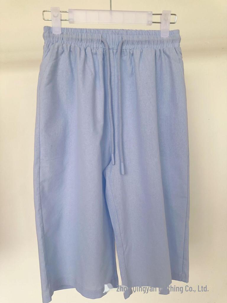 Женские повседневные брюки и шорты из хлопка и льна с эластичными карманами 2024 года