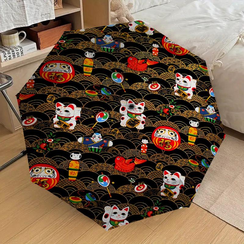 1PC Maneki-neko Daruma Automatic Open/Close Umbrella with Windproof, 8-Rib Sturdy Canopy, Durable Ribs, Fashionable Design1326A