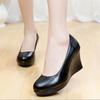 Женская обувь из натуральной кожи, повседневная обувь на танкетке, с круглым носком, с неглубоким носком, удобная женская обувь на платформе и высоком каблуке, размеры 33-43