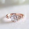 White Zircon Five-Petal Flower Ring for Women Rose Gold Color Engagement Ring Wedding Party Jewelry