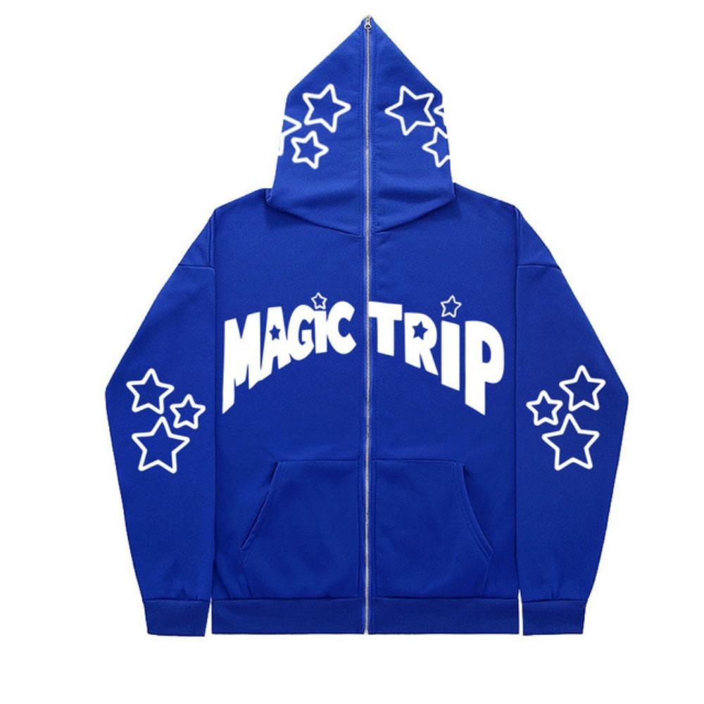 Толстовка с капюшоном Letter Star на молнии сверху, модная куртка, персонализированная мужская одежда