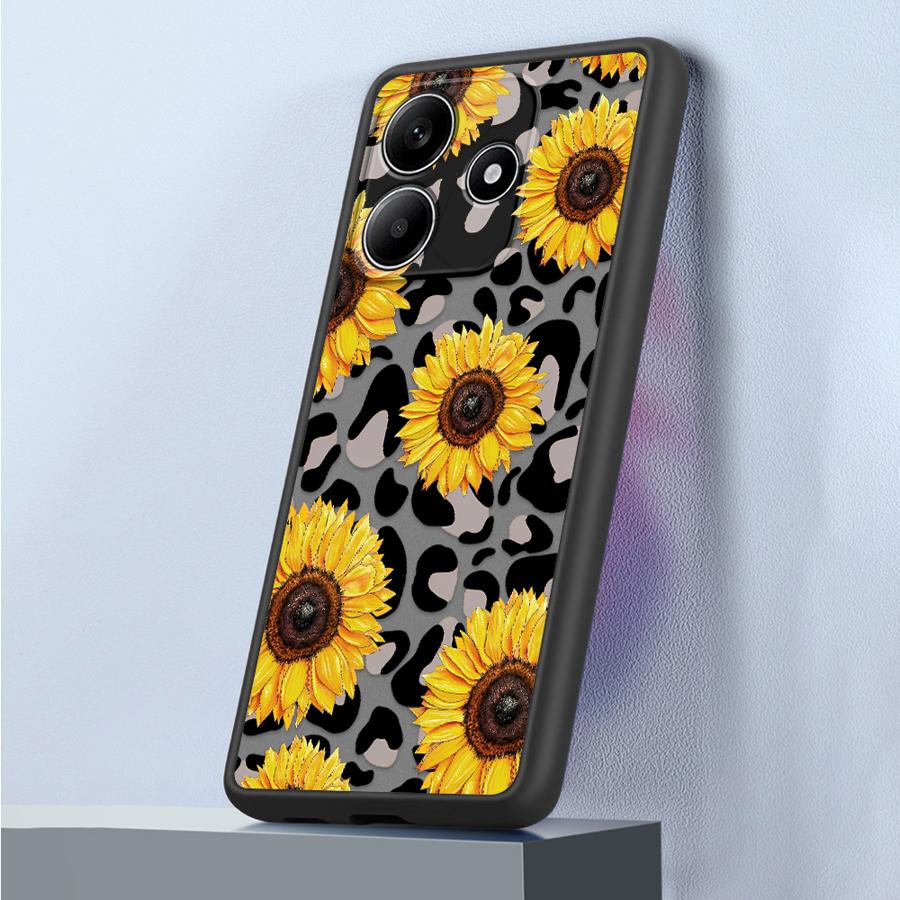 Чехол-накладка для телефона Funda для Xiaomi Redmi Note 14 14C 9S 12 13 Pro Plus 13C 10 A4 11 с рисунком под леопарда и подсолнухом
