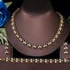 CMM Luxurious 3PCS Cubic Zirconia Dubai Gold Color Leaf Earrings Necklace Bracelet Sets