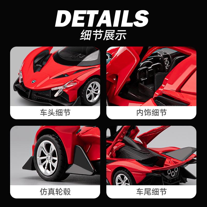1:36 Apollo EVO Miniature Toy Model Supercars Alloy Diecast Sports Cars Sound Light Doors Opened Pull Back for Gift