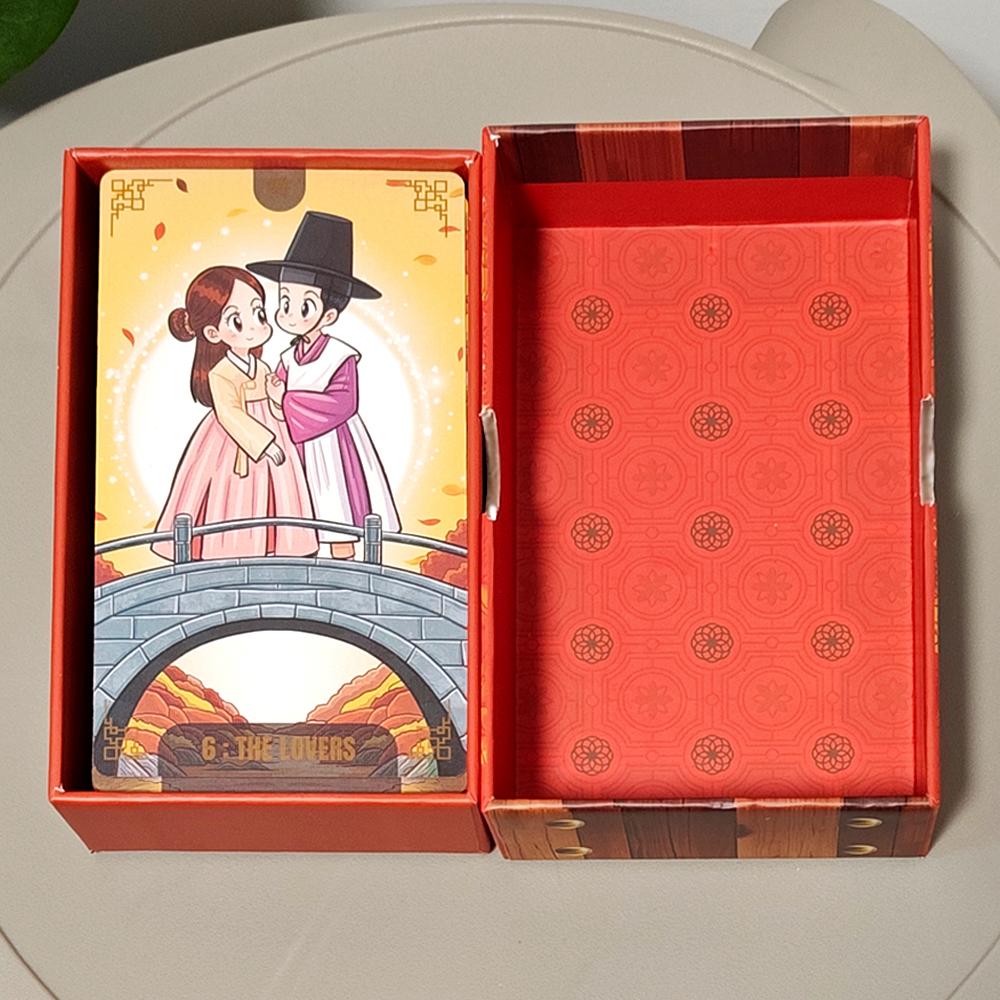 Korenji Tarot 78 Cute Korean Hanbok Style Cards Timeless in The Autumn Chibi Tarot Deck for Collectors in Rigid Box 12*7cm