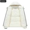 Winter Hooded Down Jacket Couples Solid Color 90 White Duck Thick Warm Fashion Coat