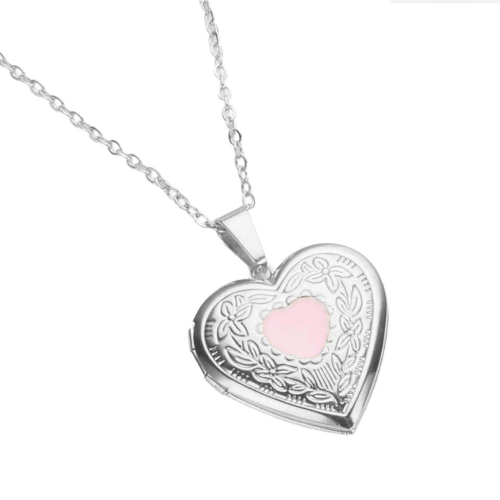 Stylish Pendant Necklace Heart Shaped Locket Collarbone Chain Adjustable Length Choker Fashionable Jewelry for Dates