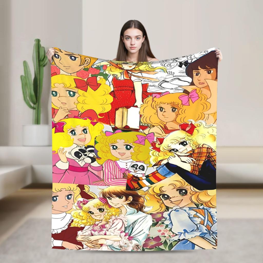 Candy Candy And Terry Anime Blanket Warm Soft Funny Plush Bedding Throws For Couch Bed Travel Flannel Bedspread Bed Cover