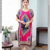 Летнее платье из хлопка и шелка. Прохладное и удобное платье средней длины с принтом. Свободное повседневное женское платье в этническом стиле с короткими рукавами.